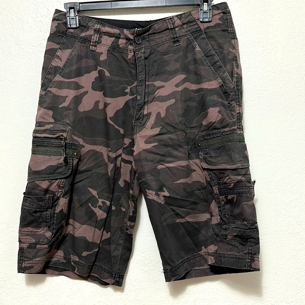 Sahara Club Men’s Camouflage Cargo Shorts, 100% Cotton, Size 32.
